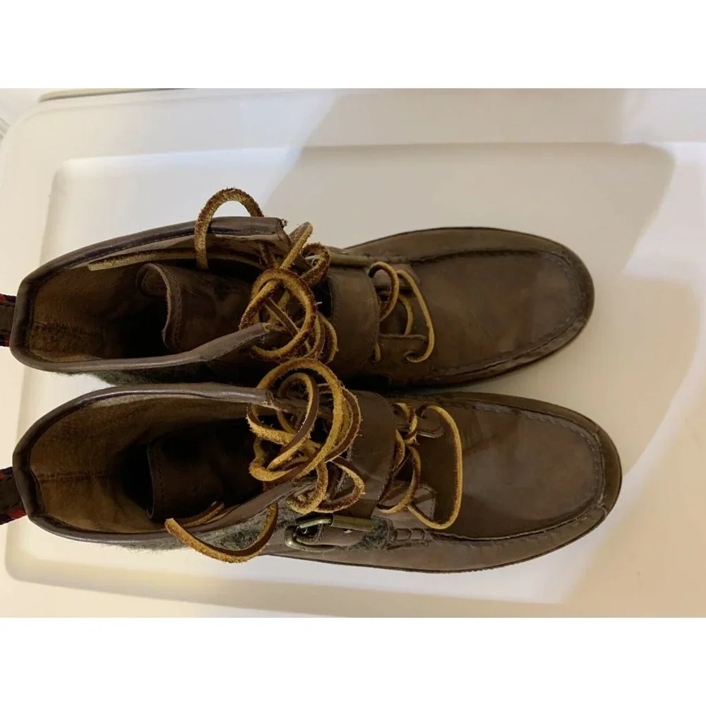 Polo Ralph Lauren Men’s Sz 8.5 D‎ Saddleworth Boots Brown Leather Lace Up